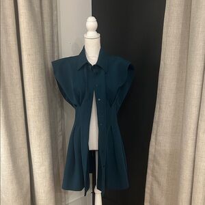 Glam Teal Button-Down Women's Dress